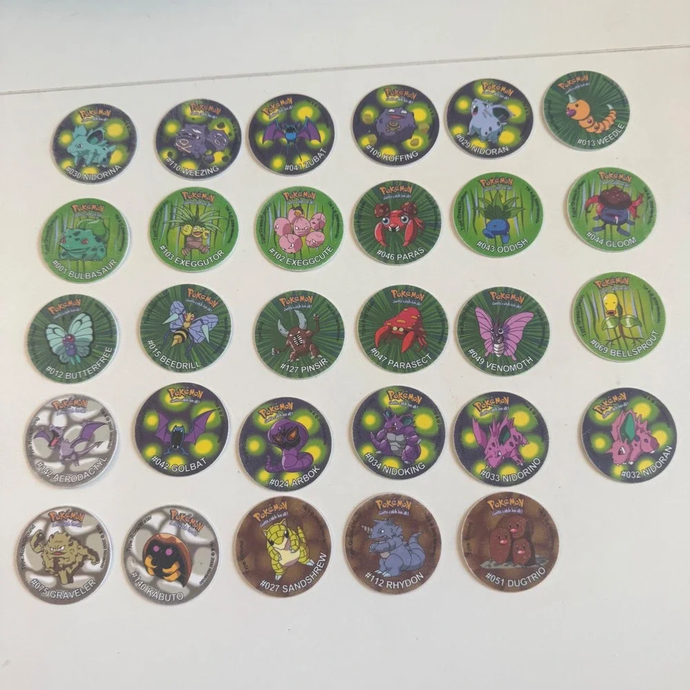 29pc Vintage 2000 Pokemon Tazo Lays Cheetos Collection Pogs Bulbasaur Nidoking